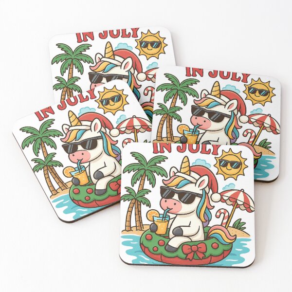 Item preview, Christmas in July – Cute Unicorn on Holiday Float designed and sold by ThePrintFlow.