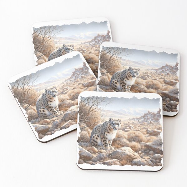 Item preview, Snow Leopard on Desert Plateau designed and sold by RubisLeaf.