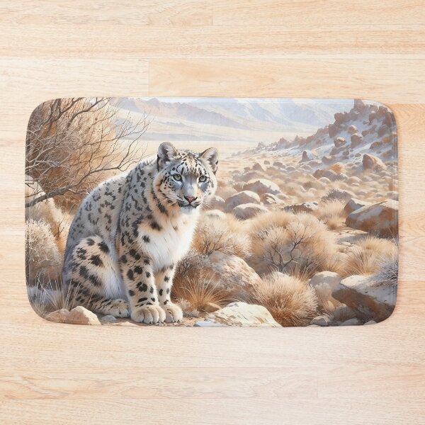 Item preview, Snow Leopard on Desert Plateau designed and sold by RubisLeaf.