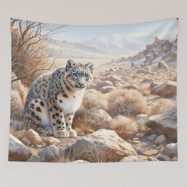 Item preview, Snow Leopard on Desert Plateau designed and sold by RubisLeaf.