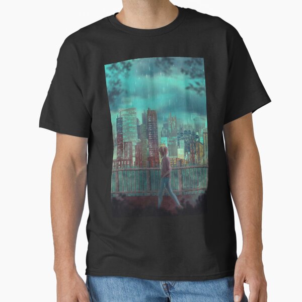 Rainy Day in London - Melancholy Girl Walking Under The Rain Classic T-Shirt