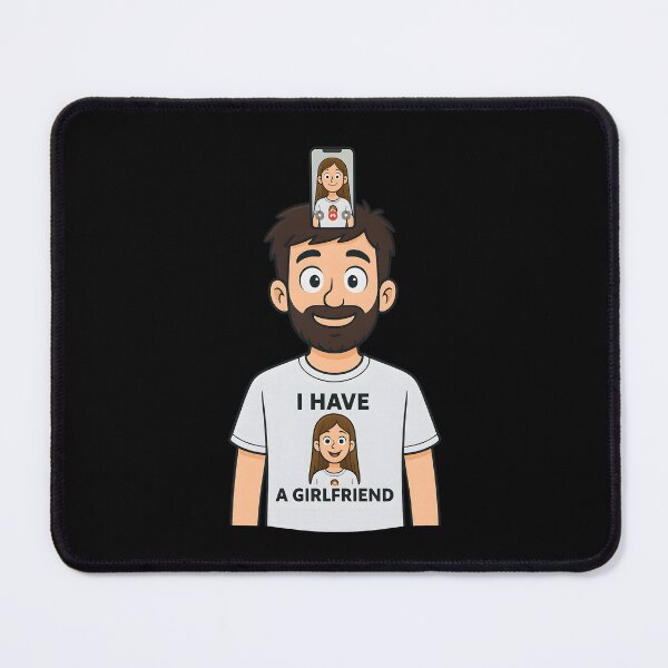 Item preview, Funny I Have A Girlfriend Cartoon Shirt – Geeky Relationship Humor Tee for Men designed and sold by DrawHandArt.