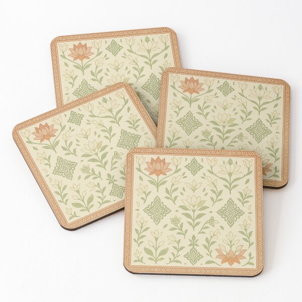 Item preview, Thai Lotus Floral Pattern – Traditional Style in Earthy Tones designed and sold by konthai.familyart.