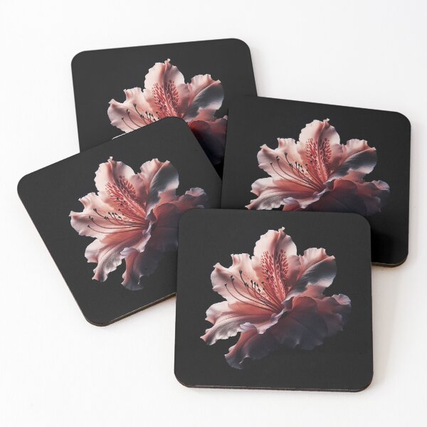 Item preview, Coral Pink Azalea Flower on Black background designed and sold by SolaoLab.