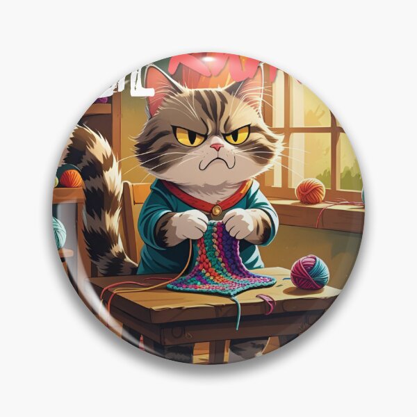 Item preview, Rage Knitting Angry Cat  designed and sold by DataUnicorn.