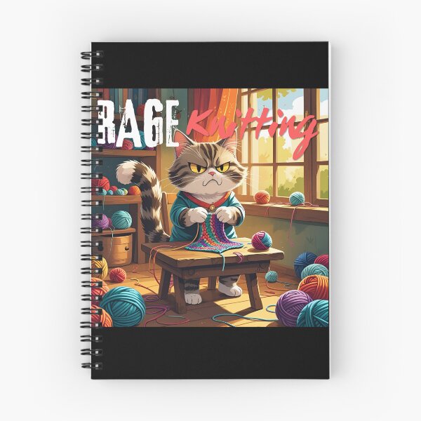 Item preview, Rage Knitting Angry Cat  designed and sold by DataUnicorn.
