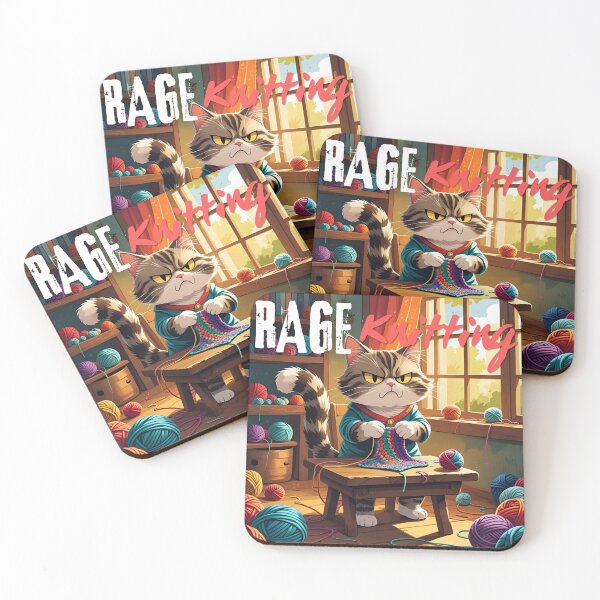 Item preview, Rage Knitting Angry Cat  designed and sold by DataUnicorn.
