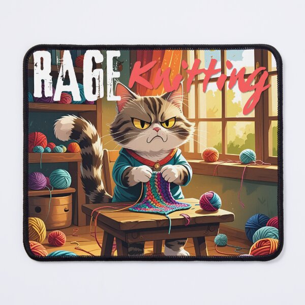 Item preview, Rage Knitting Angry Cat  designed and sold by DataUnicorn.