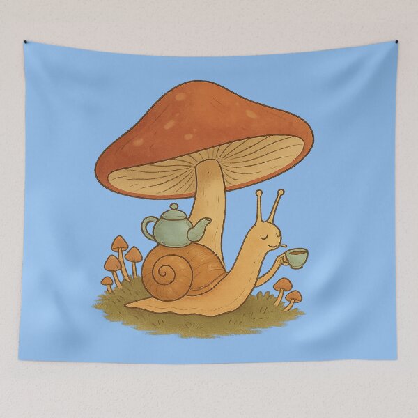 Item preview, Snail Tea Time Under Mushroom designed and sold by Miximondo.