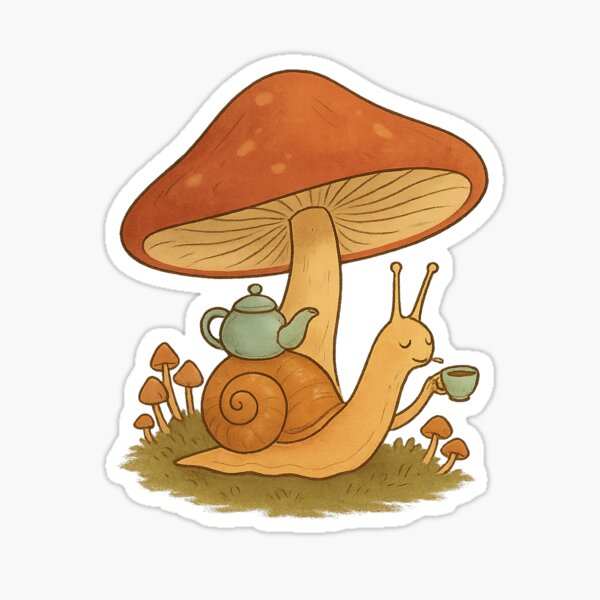 Item preview, Snail Tea Time Under Mushroom designed and sold by Miximondo.