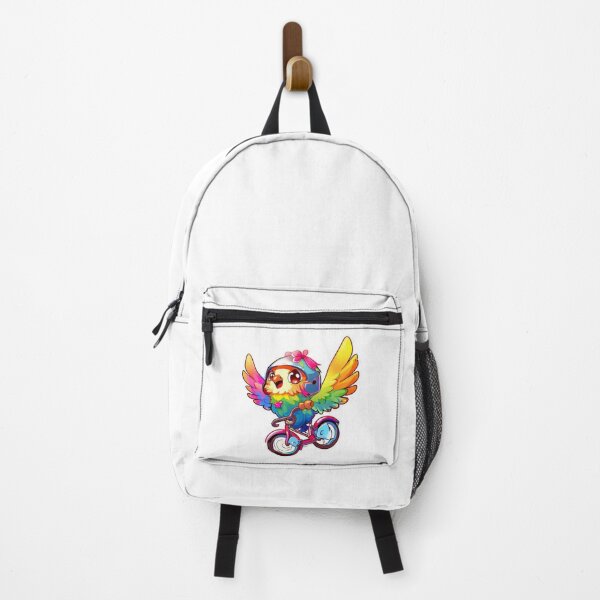 Item preview, Rainbow Biking Parrot – Cute Bird on a Bicycle Cartoon designed and sold by ColhexStore.