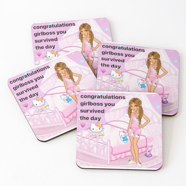 Item preview, pink cutesy girly girl sticker - girlboss survival designed and sold by inainart.