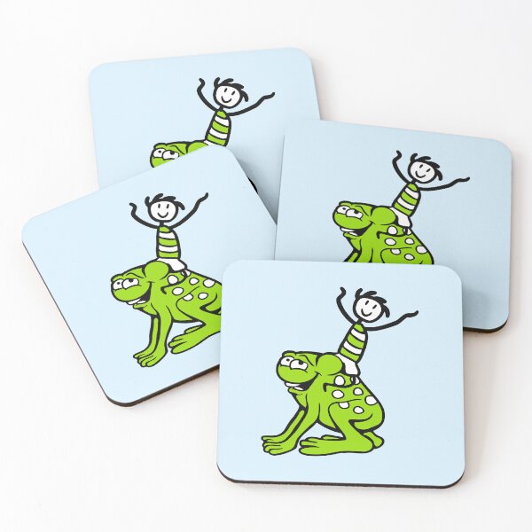 Item preview, Giant Big Frog Riding Rider Boy Fun Funny Drawing designed and sold by shirt-o-mat.