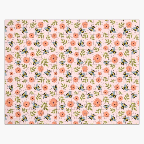 Item preview, Pink Bee and flower pattern  designed and sold by Of Ink and Earth.