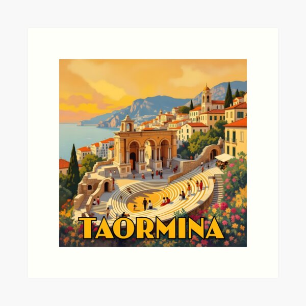 Item preview, Taormina: Vintage-Style Painterly Travel Poster designed and sold by LSVart.