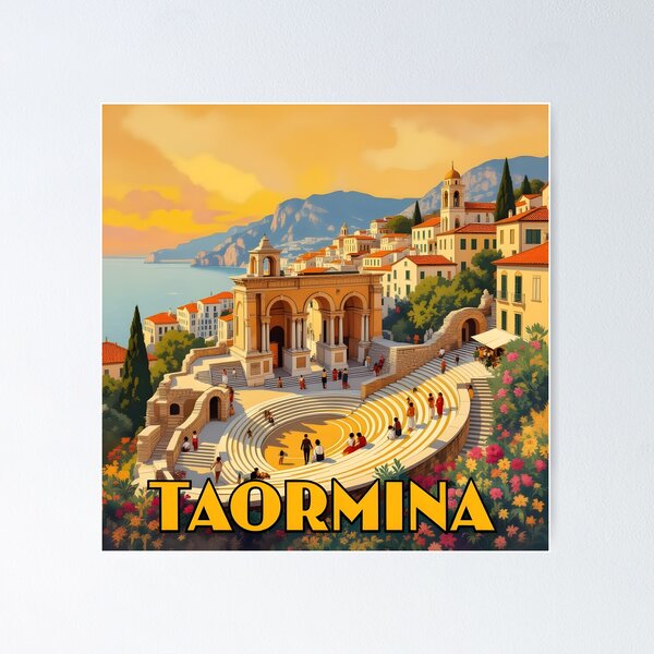 Item preview, Taormina: Vintage-Style Painterly Travel Poster designed and sold by LSVart.