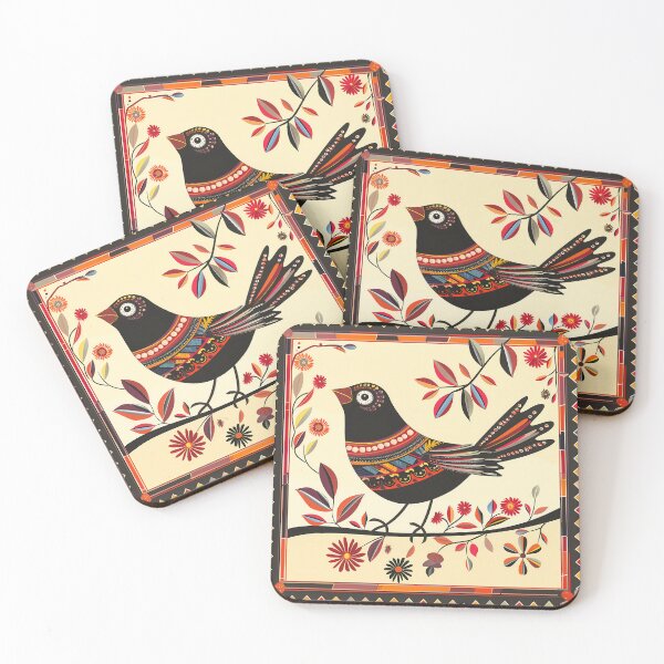 Item preview, Bird on a Tree Branch Folk Art designed and sold by xiao xuans.
