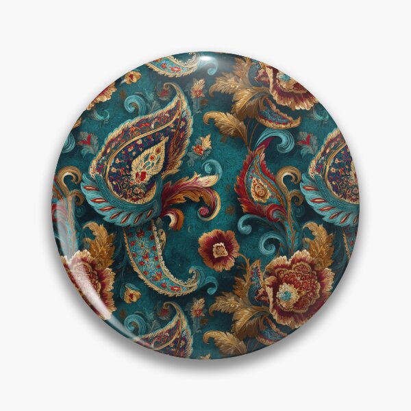 Artikelvorschau, Opulentes blaugrün-goldrotes Paisley- und florales nahtloses Muster. entworfen und verkauft von RGShirtWorks.