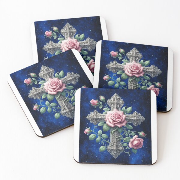 Item preview, Enchanted Cross with Pink Roses designed and sold by MysticOzzy.