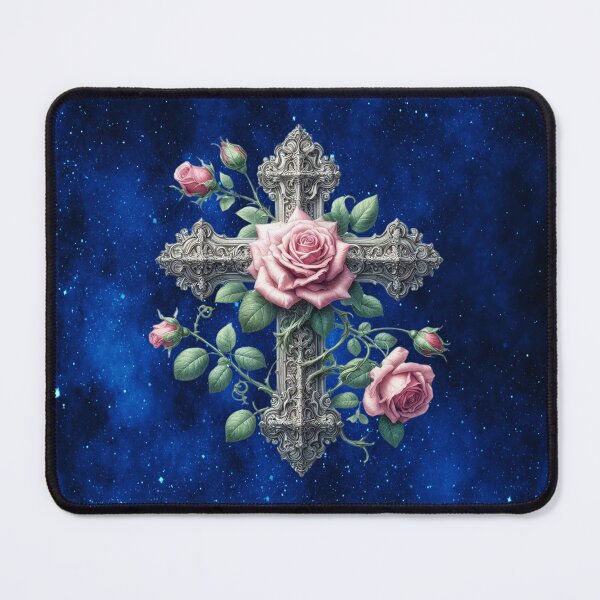 Item preview, Enchanted Cross with Pink Roses designed and sold by MysticOzzy.