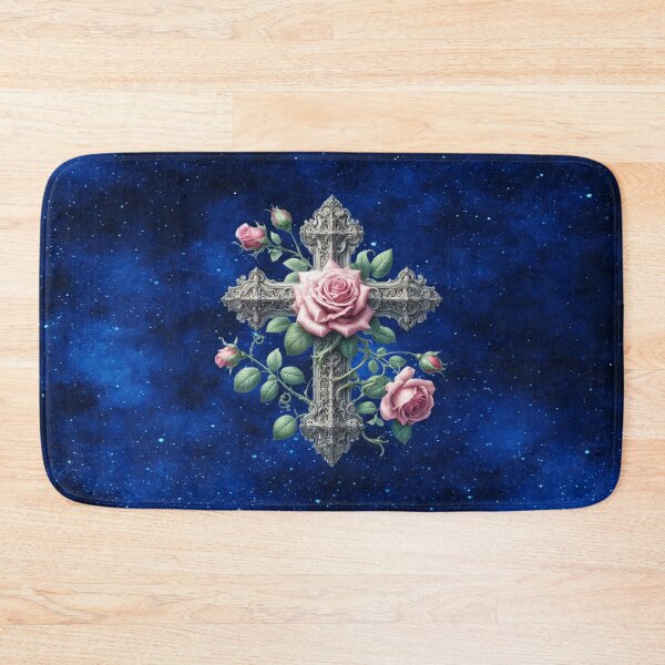 Item preview, Enchanted Cross with Pink Roses designed and sold by MysticOzzy.