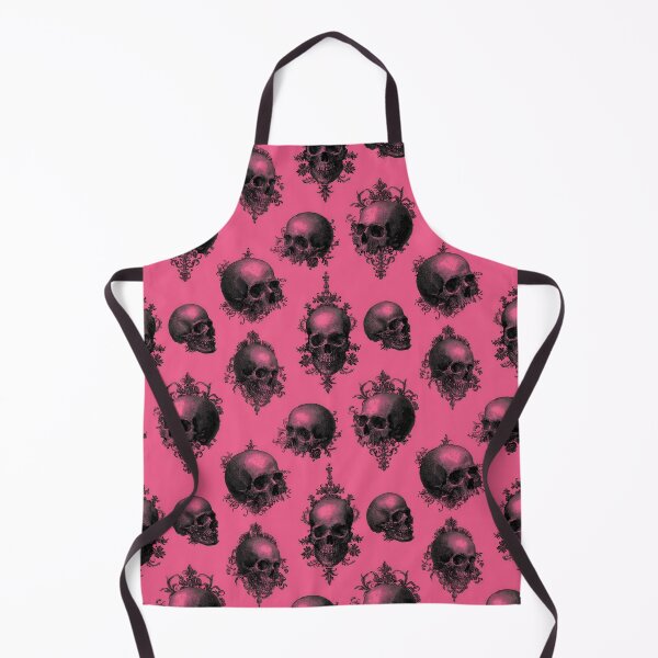 Item preview, Vintage Black Skulls with Ornate Elements Seamless Pattern on Pink. designed and sold by ML-Media.