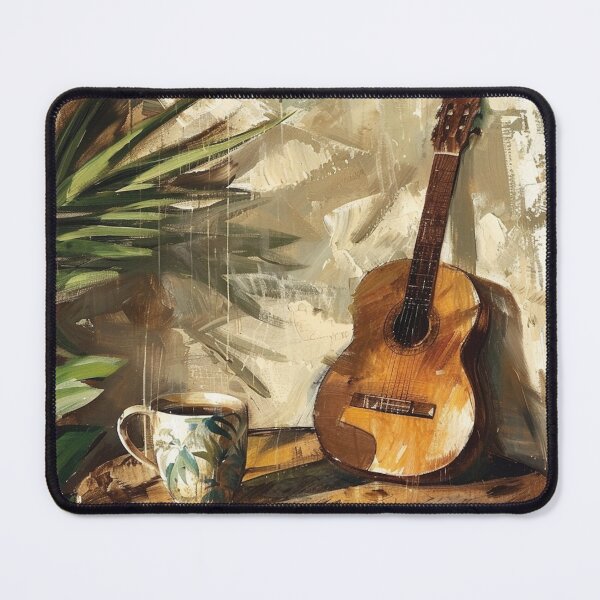 Item preview, Tropical Guitar and Coffee Still Life designed and sold by AITuneSphere.