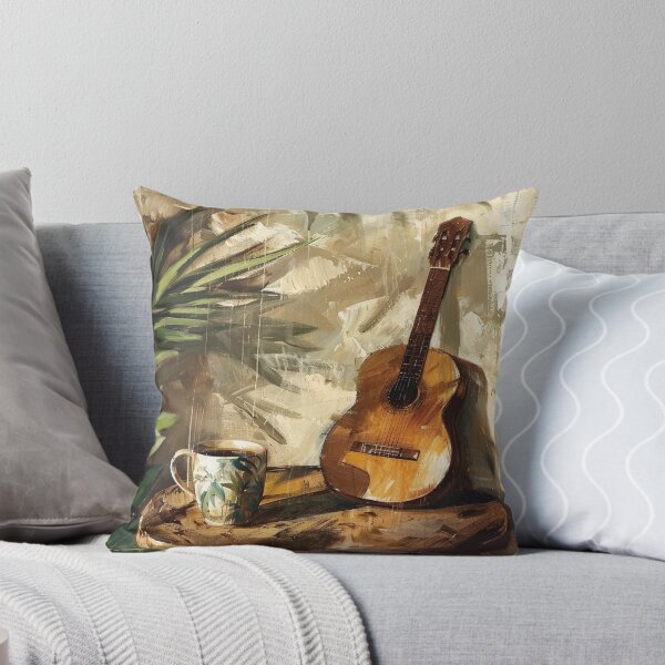 Item preview, Tropical Guitar and Coffee Still Life designed and sold by AITuneSphere.