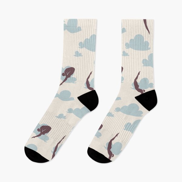 Item preview, Art Deco Olympic Divers in Chocolate and Blue Grey Clouds designed and sold by Charlotte Lorge.