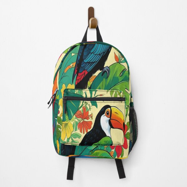 Item preview, Vibrant Tropical Birds on Lush Leaves designed and sold by Max Store.