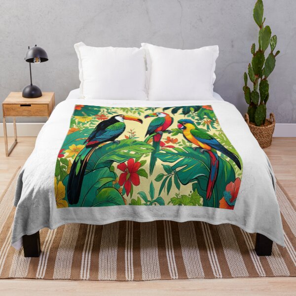 Item preview, Vibrant Tropical Birds on Lush Leaves designed and sold by Max Store.