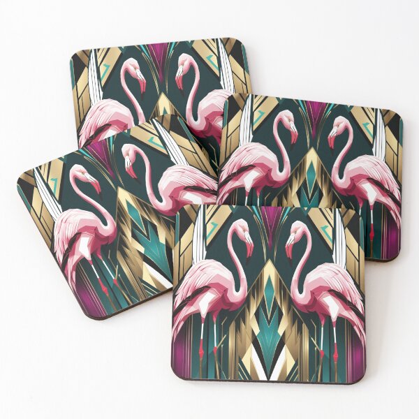 Item preview, Art Deco Exotic Bird Pattern in Gold and Teal designed and sold by Max Store.