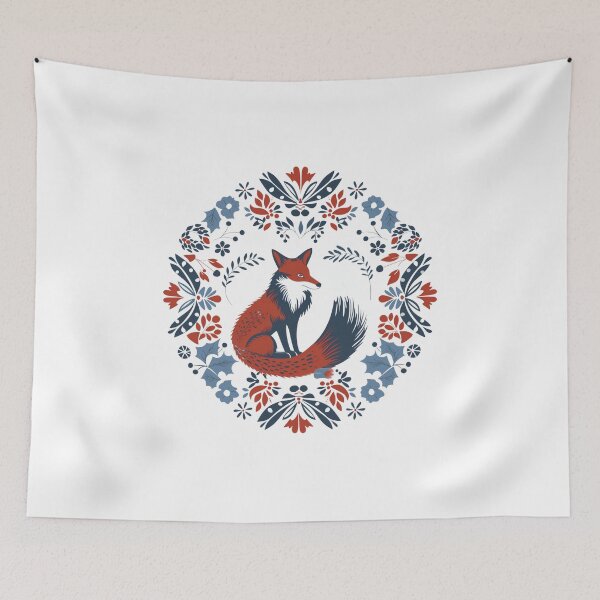 Item preview, Scandinavian folk art, Fox and flowers designed and sold by xiao xuans.