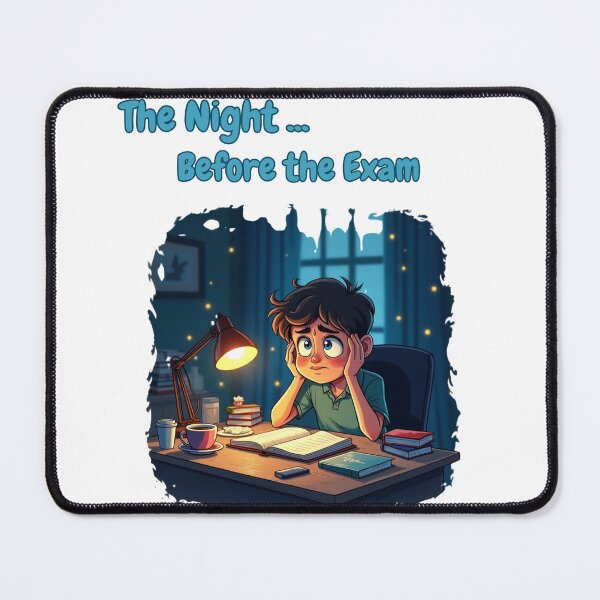 Item preview, The Night Before the Exam – Funny Student Cartoon Design designed and sold by Aya's Graphics.