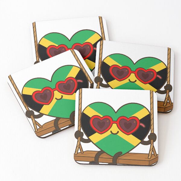 Item preview, Jamaican Flag Heart on a swing Heart glasses jamaica independence day designed and sold by TheTimer.