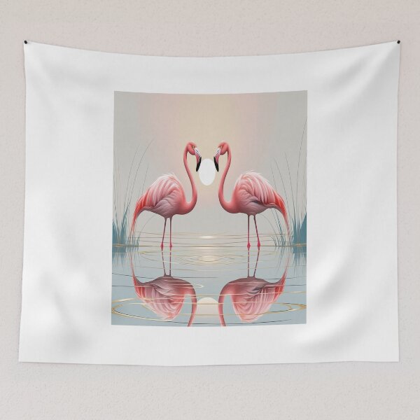 Item preview, Elegant Flamingos in Serene Pond Poster designed and sold by Max Store.