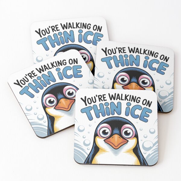 Item preview, Thin Ice – Funny Penguin Warning designed and sold by AxONO.