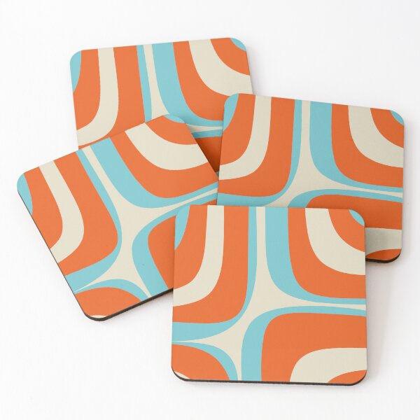 Item preview, Mid Century Modern Retro Groove Modernist Abstract Pattern in Orange Blue Beige designed and sold by kierkegaard.