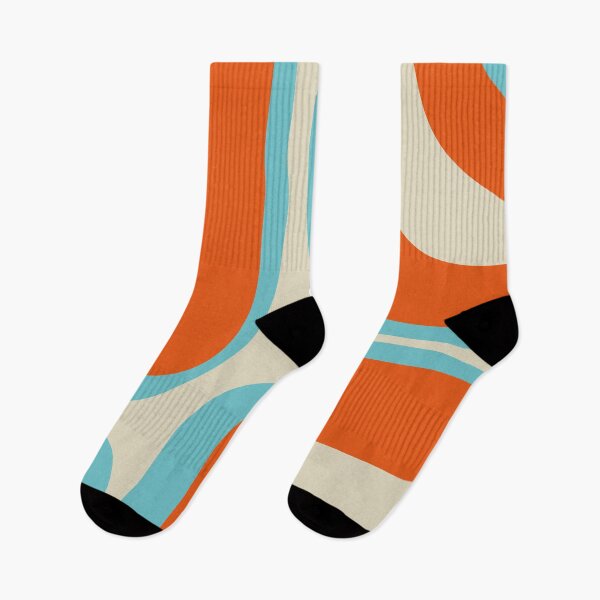 Item preview, Mid Century Modern Retro Groove Modernist Abstract Pattern in Orange Blue Beige designed and sold by kierkegaard.