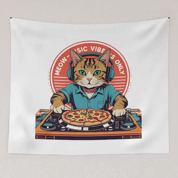 Item preview, Meow-sic Vibes Only – Funny DJ Cat Pizza Party  designed and sold by MOTAS FASHION .