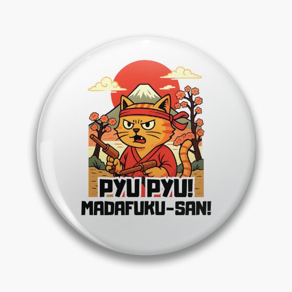 Item preview,  Funny Samurai Cat with Wooden Guns – Pyu Pyu Madafuku-san meme designed and sold by PeteLawliiet.