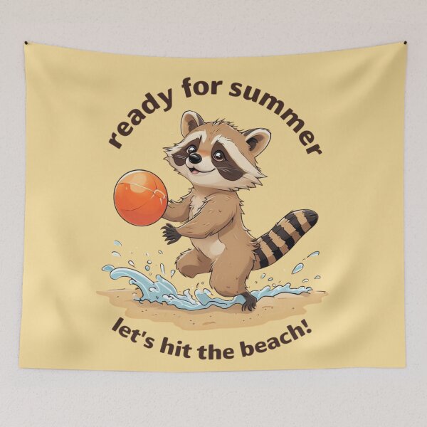 Item preview, Beach Vibes Raccoon – Ready for Summer Fun! designed and sold by Designkarte.