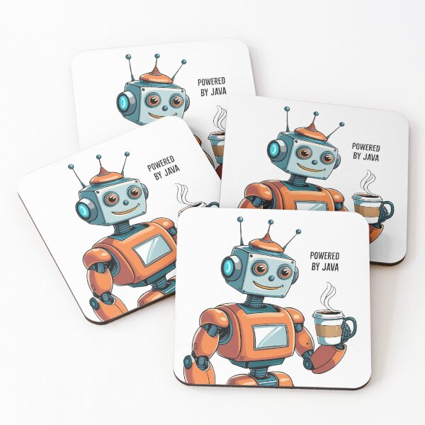 Item preview, Powered by Java – Funny Coffee Robot Tech  designed and sold by MOTAS Graphics .