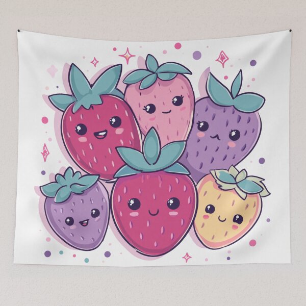 Item preview, Colorful Kawaii Strawberry designed and sold by Valor Vibes Clothing Co..