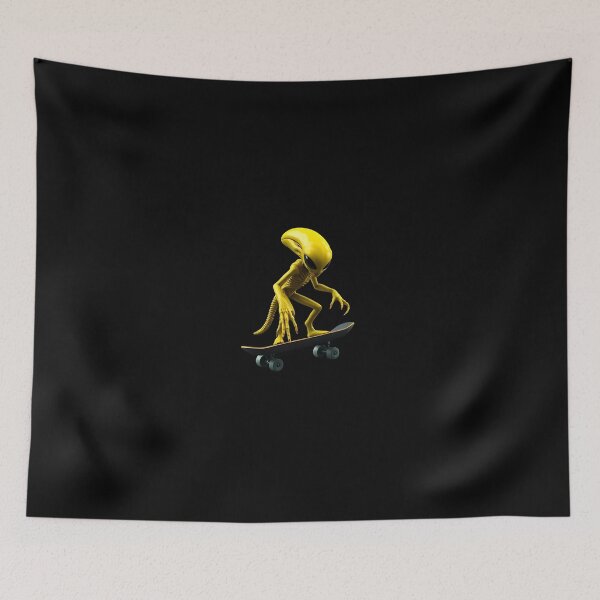 Item preview, Yellow Alien Skateboarding T-Shirt designed and sold by Rune-Designs.