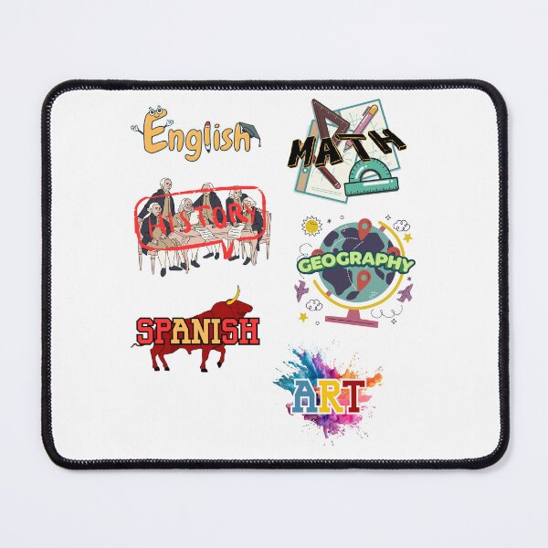 Item preview, School Subjects - English, Math, History, Geography, Spanish, Art – Fun & Colorful Class Labels for Supplies designed and sold by PeteLawliiet.