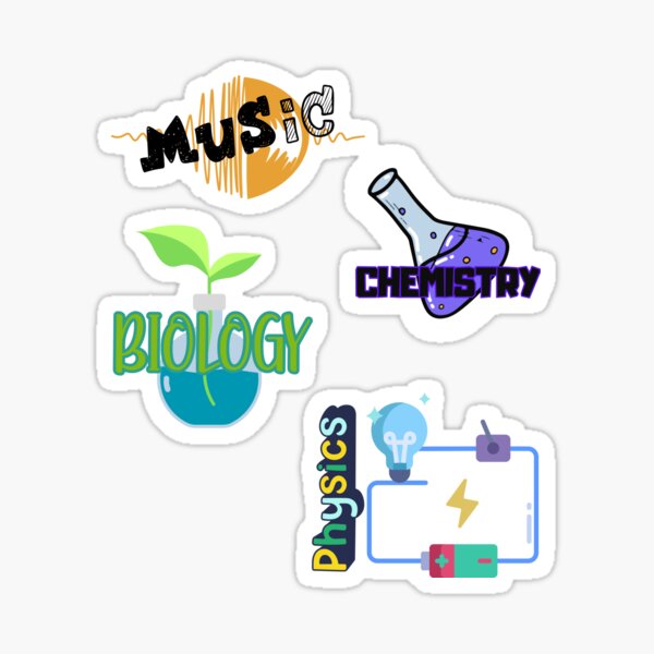 Item preview, Colorful School Subjects – Biology, Chemistry, Physics & Music Icons designed and sold by PeteLawliiet.