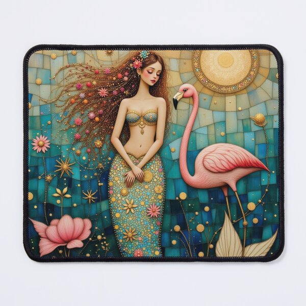 Item preview, Mermaid & Flamingo Mosaic  designed and sold by Estelle Printworks.
