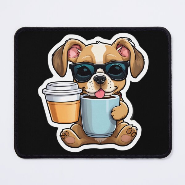 Item preview, Cool Coffee Dog Sticker – Cute Pup with Sunglasses & Caffeine Vibes designed and sold by WowDezign.
