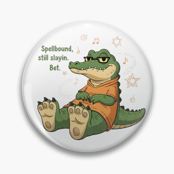 Item preview, Spellbound, Still Slayin’ – Kawaii Croc Affirmation Meme Digital Art designed and sold by AnnDesignStudio.
